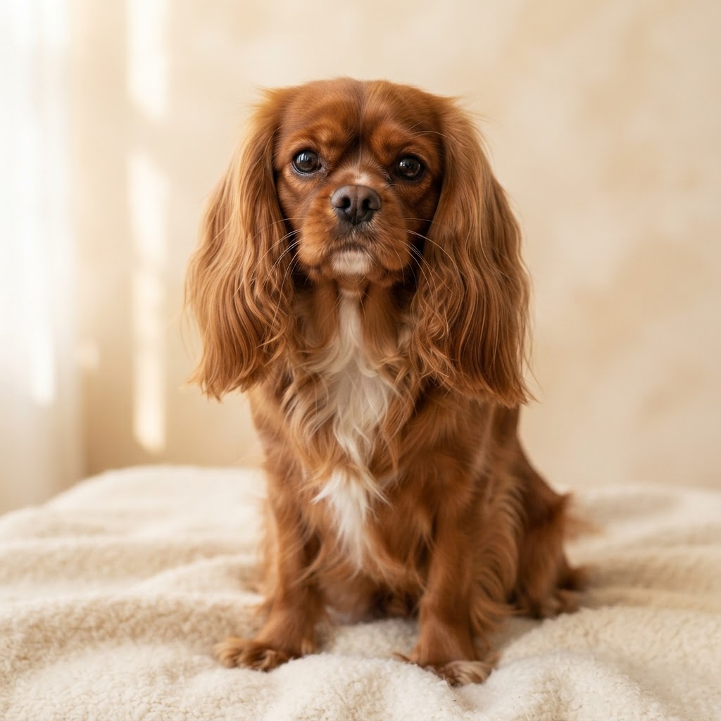 Groomed Cavalier King Charles spaniel