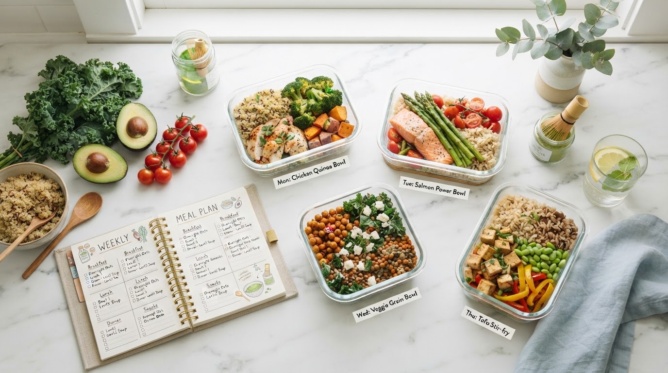 Weekly Dinner Menus mockup: Practical menus that take the guesswork out of weeknights.