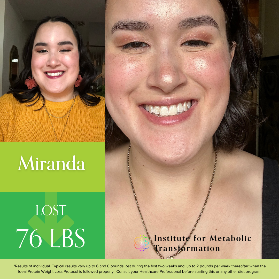 Miranda transformation photo showing 76 lbs lost