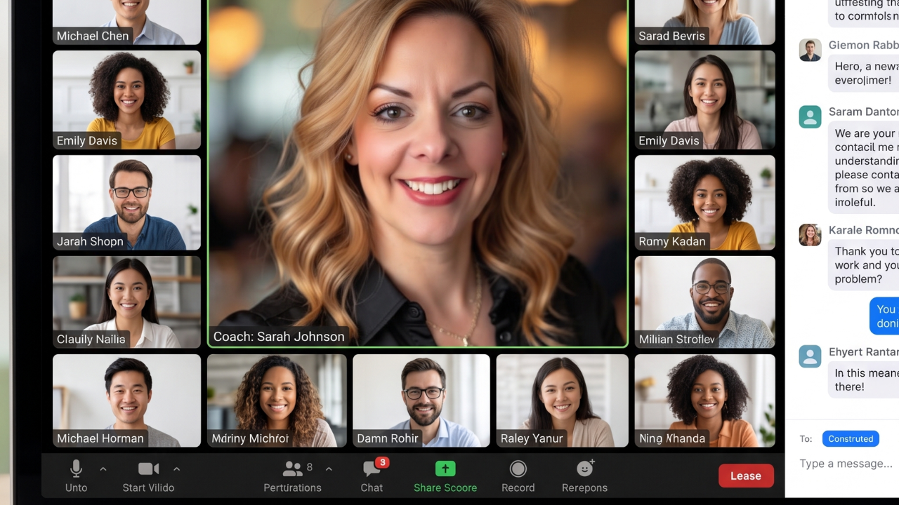 Live Coaching Sessions mockup: Real-time education, accountability, and problem-solving with Wendy.