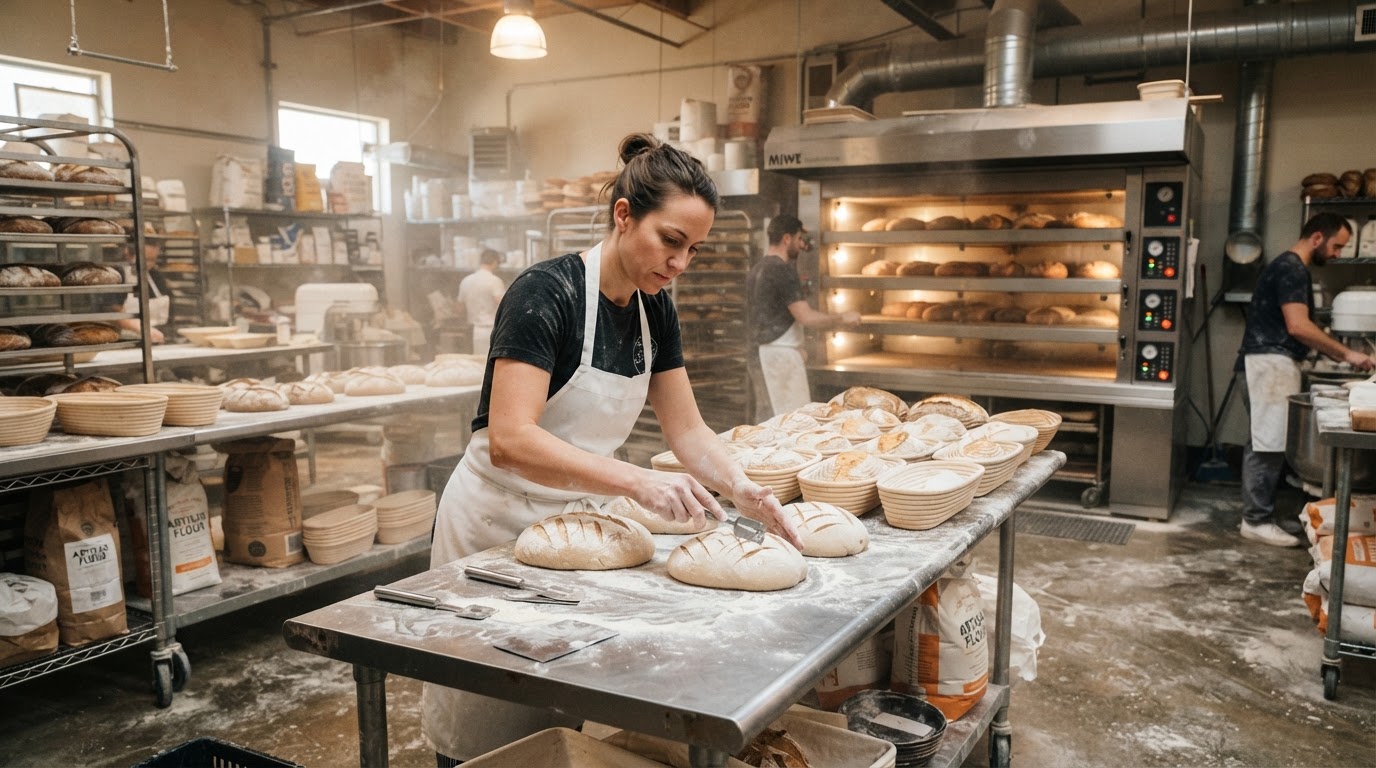Production facility ovens at Frisco Baking Company in Los Angeles
