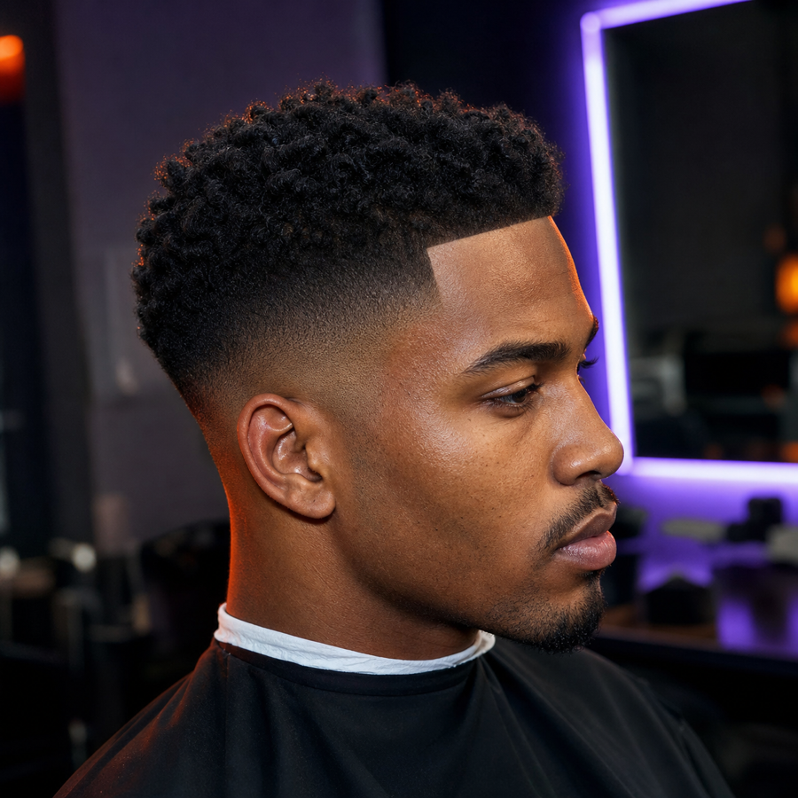Mid Fade haircut by Dorm Room Kutz