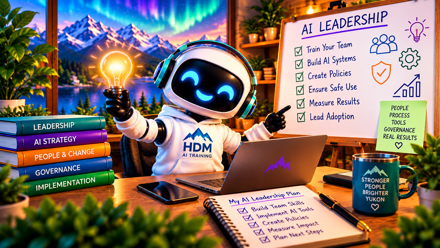 Lead — Train Your Organization's AI Lead with HDM robot mascot illustration