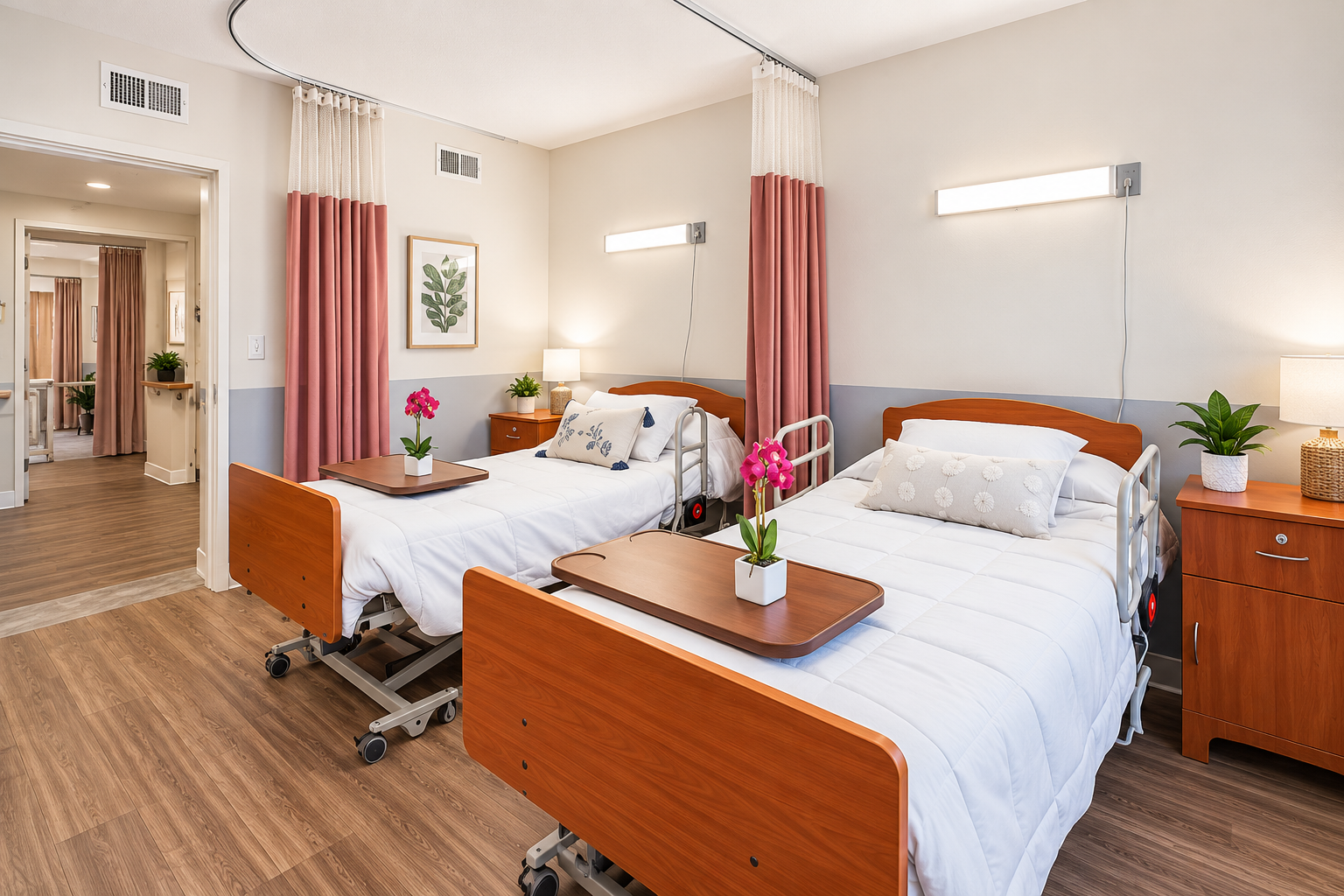 Warm and Modern Resident Room at Santa Clarita Post Acute