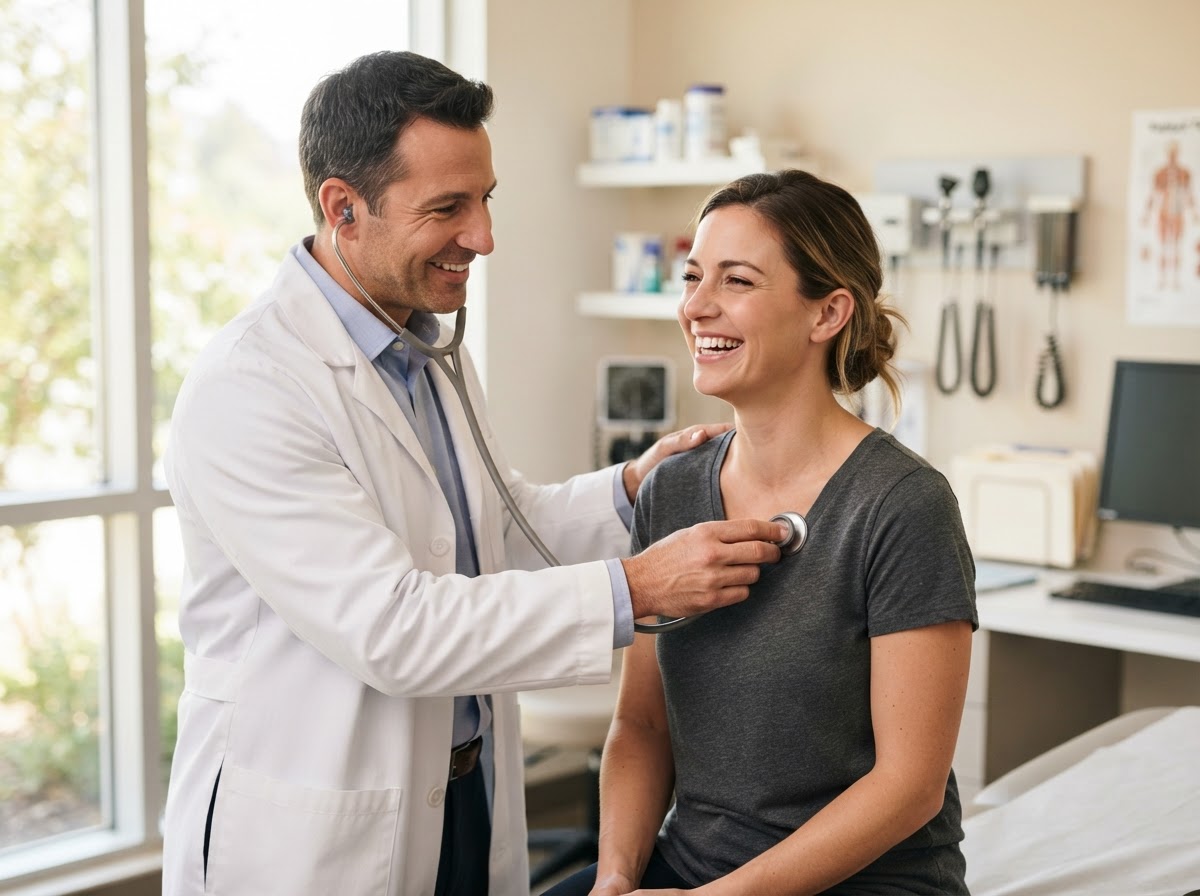 Doctor checking a patient with a stethoscope
