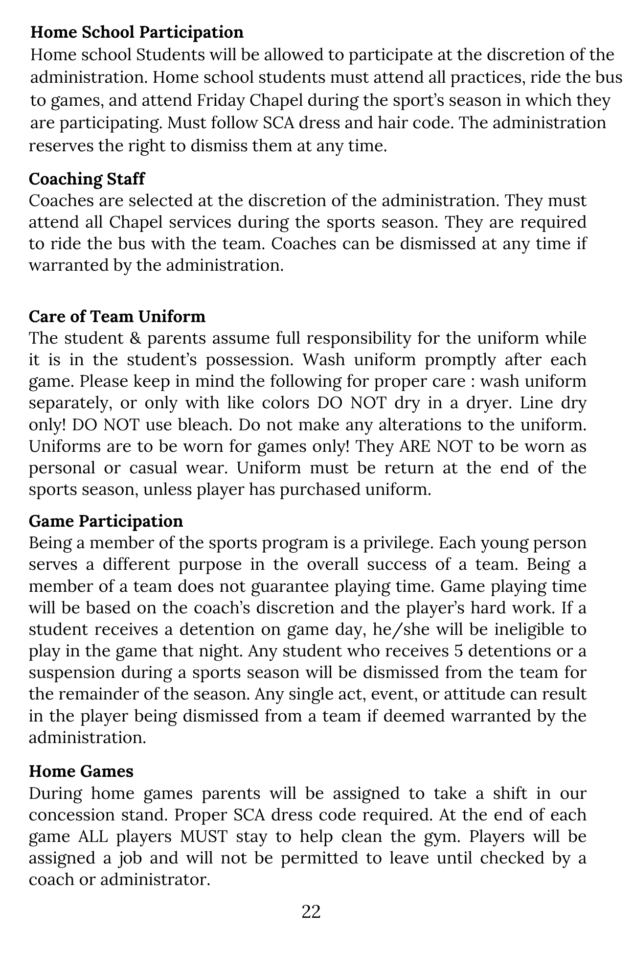 Participation, Uniforms & Games (Page 22)