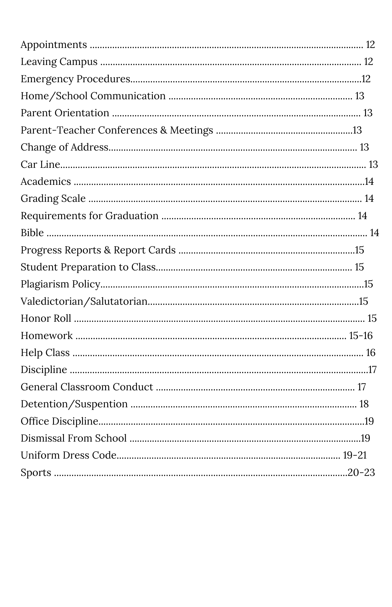 Table of Contents (Part 2)