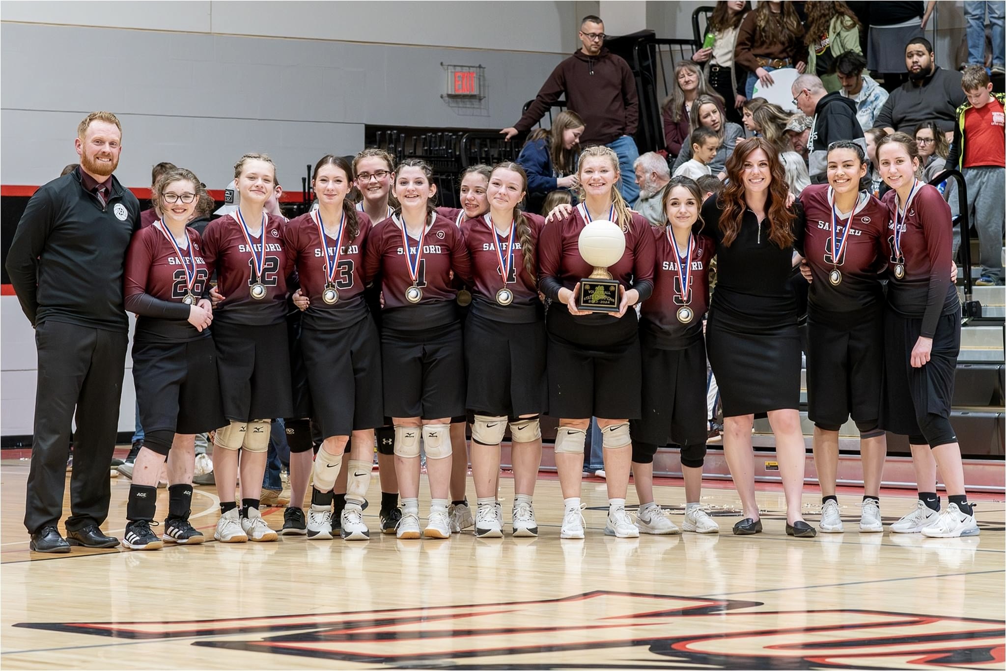 SCA Volleyball State Champions with Trophy