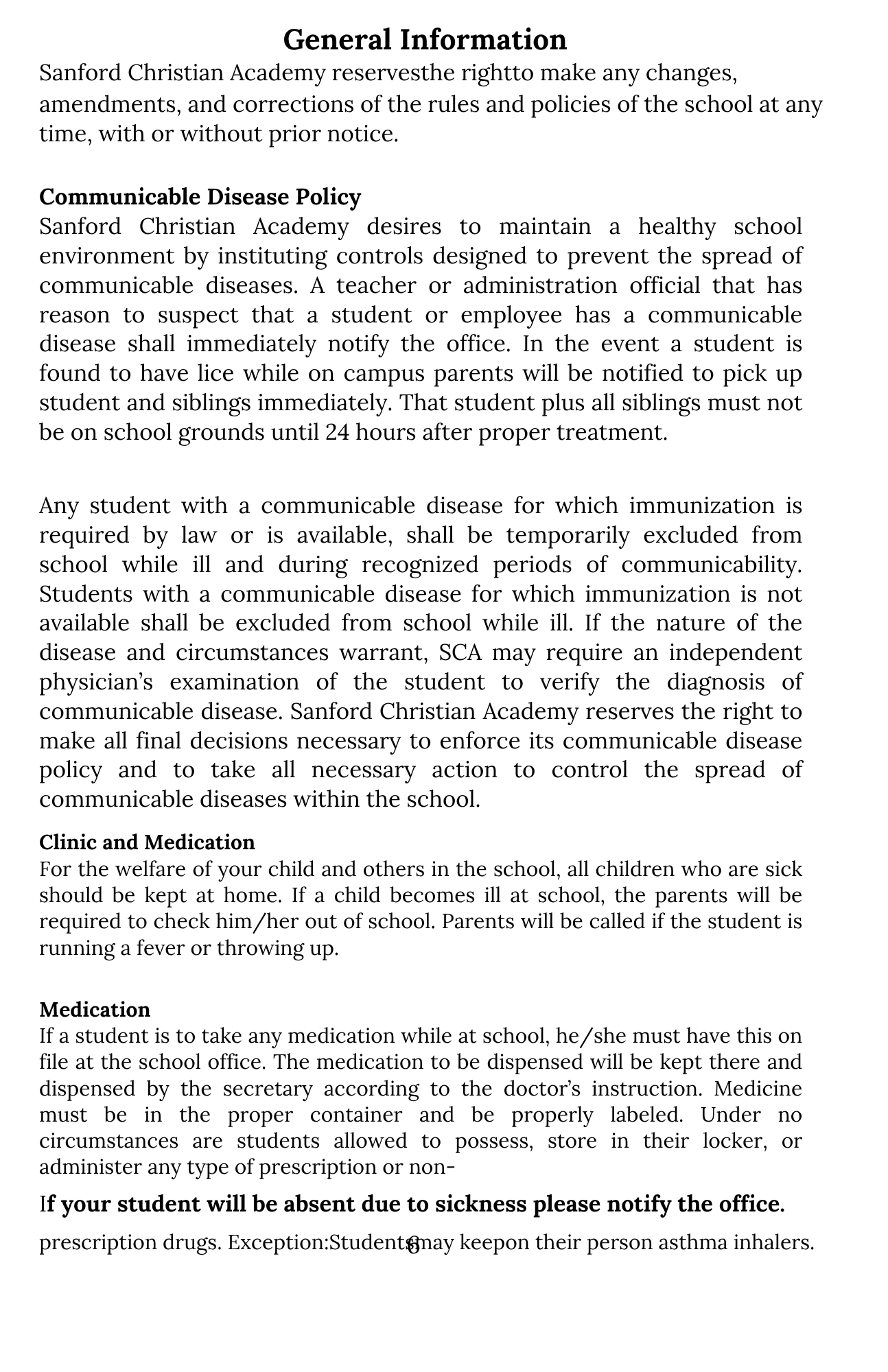 General Information & Disease Policy (Page 6)