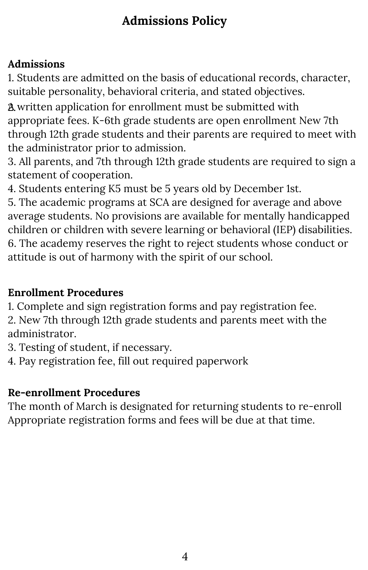 Admissions Policy & Enrollment (Page 4)