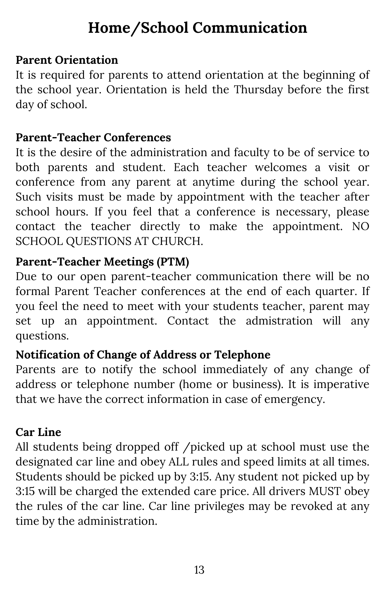 Home/School Communication & Car Line (Page 13)