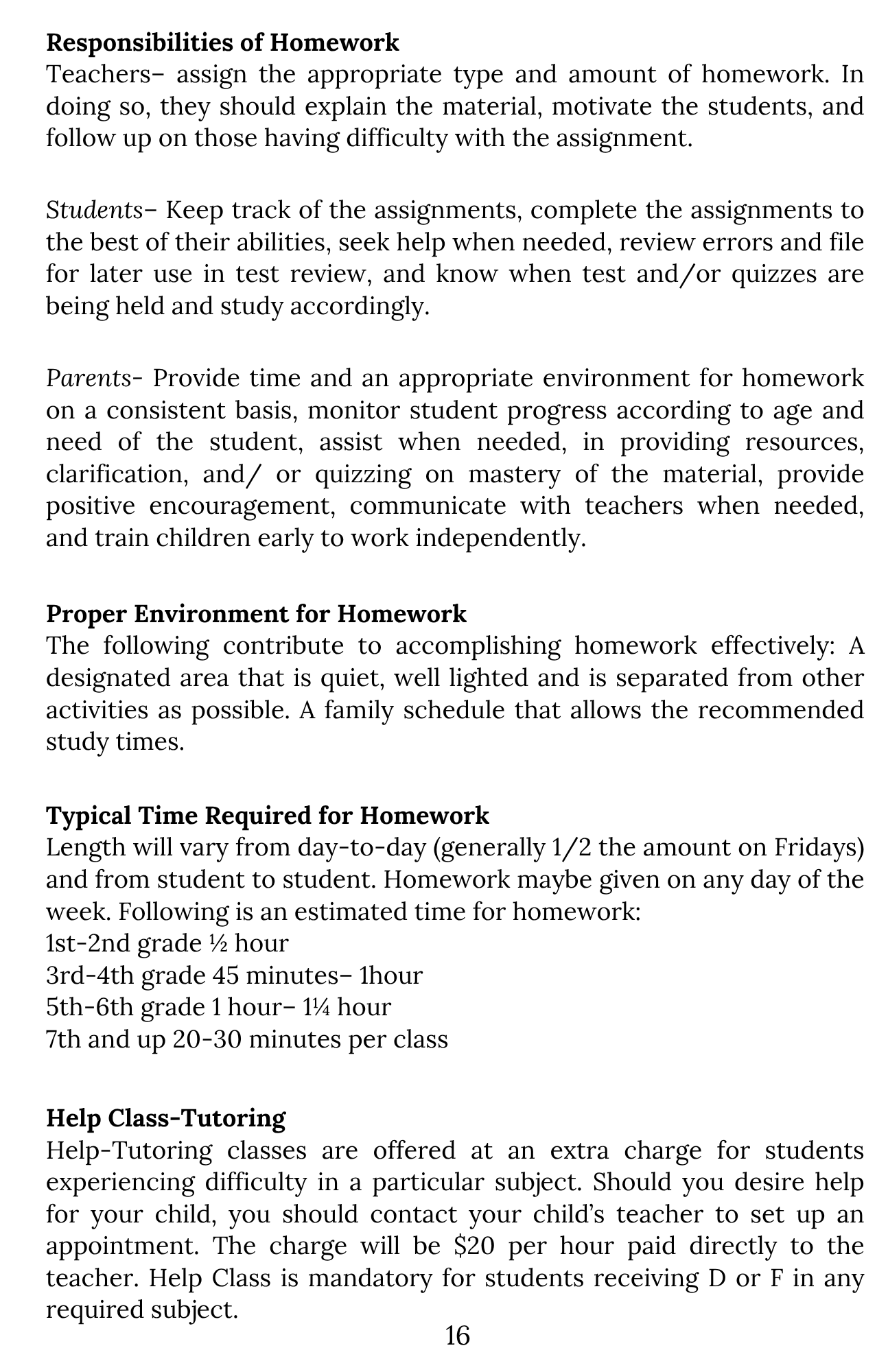 Homework Guidelines & Tutoring (Page 16)