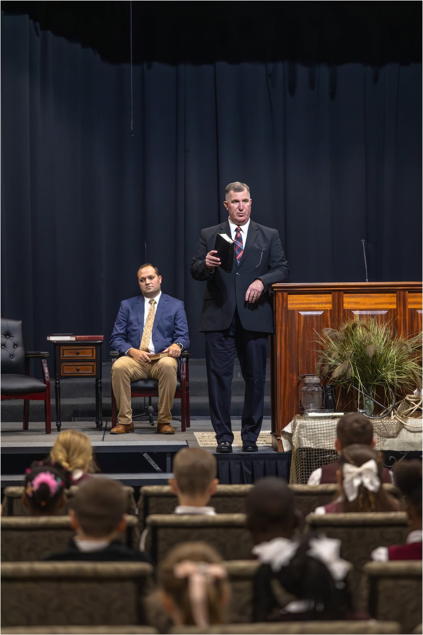 Pastor Todd Bell speaking at Sanford Christian Academy chapel