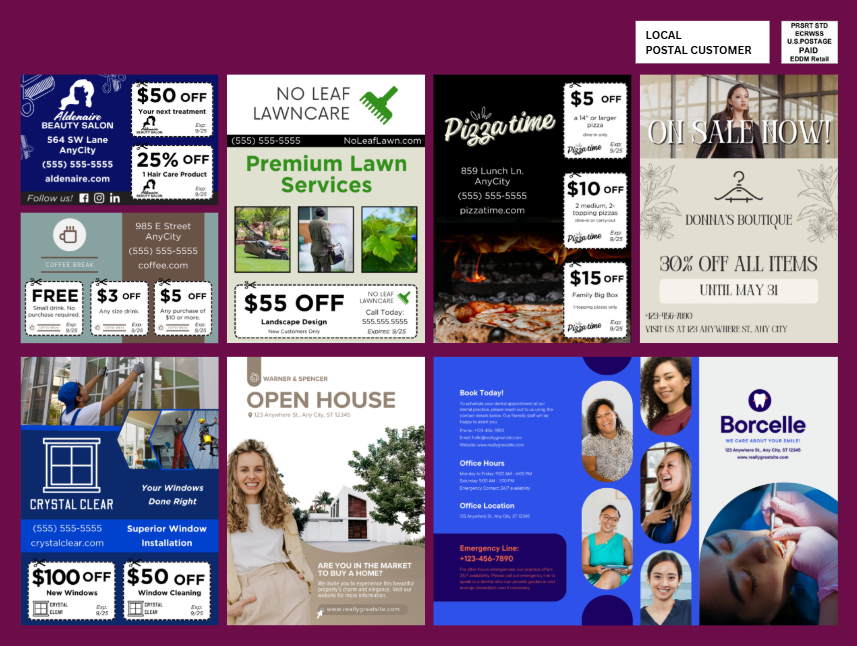 Oversized 12x9 postcard advertising grid mockup