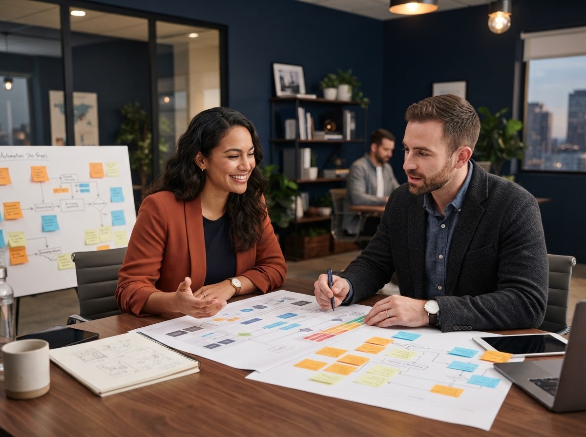 PLACEHOLDER - AI Workflow Automation Hero: connected business systems and data flow diagram