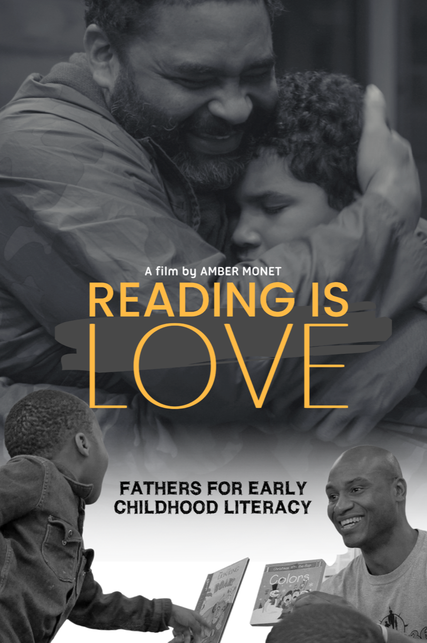 Reading Is Love — Documentary poster featuring fathers and children for early childhood literacy