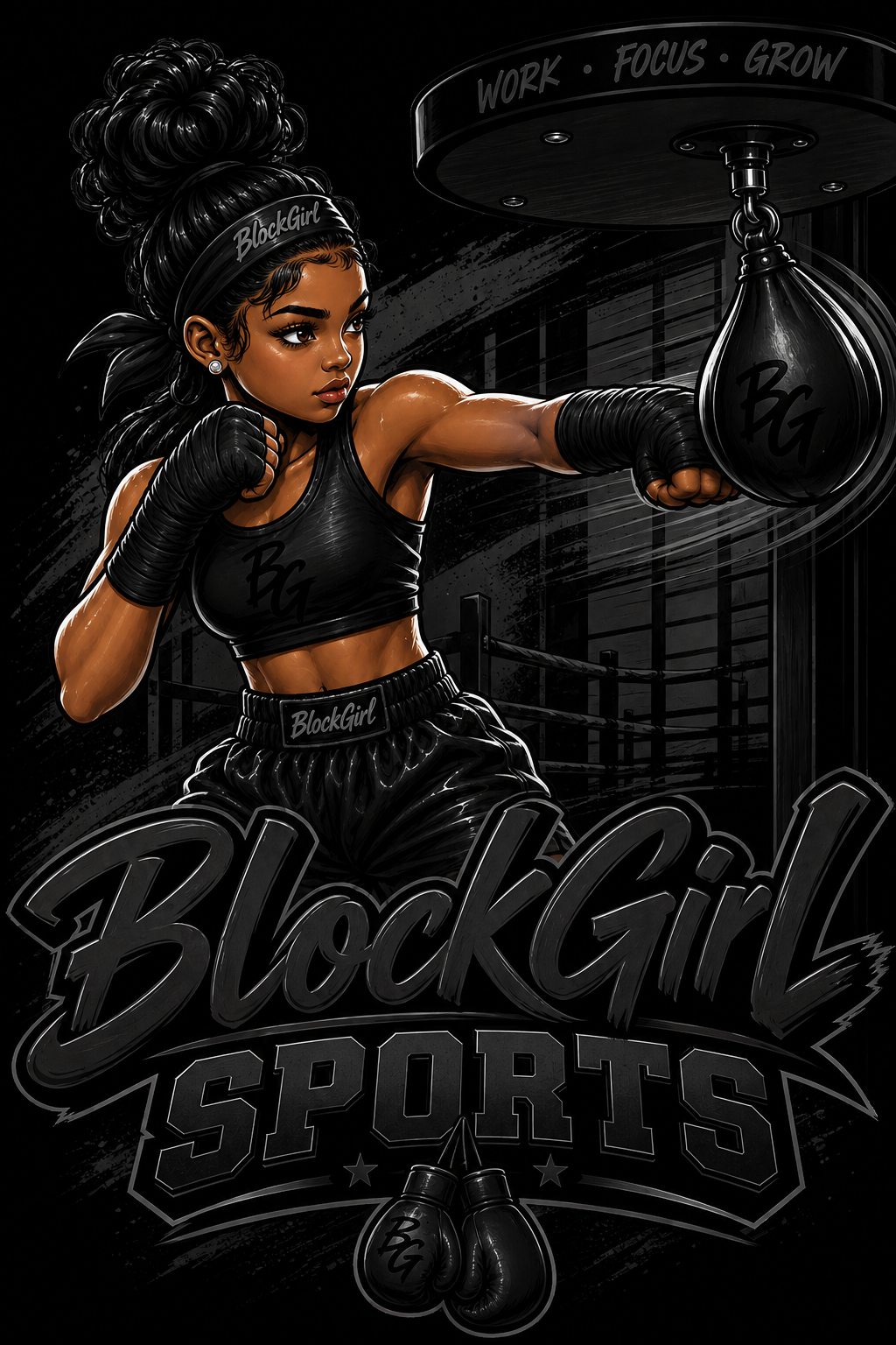 Block Girl Sports Boxing - Work • Focus • Grow