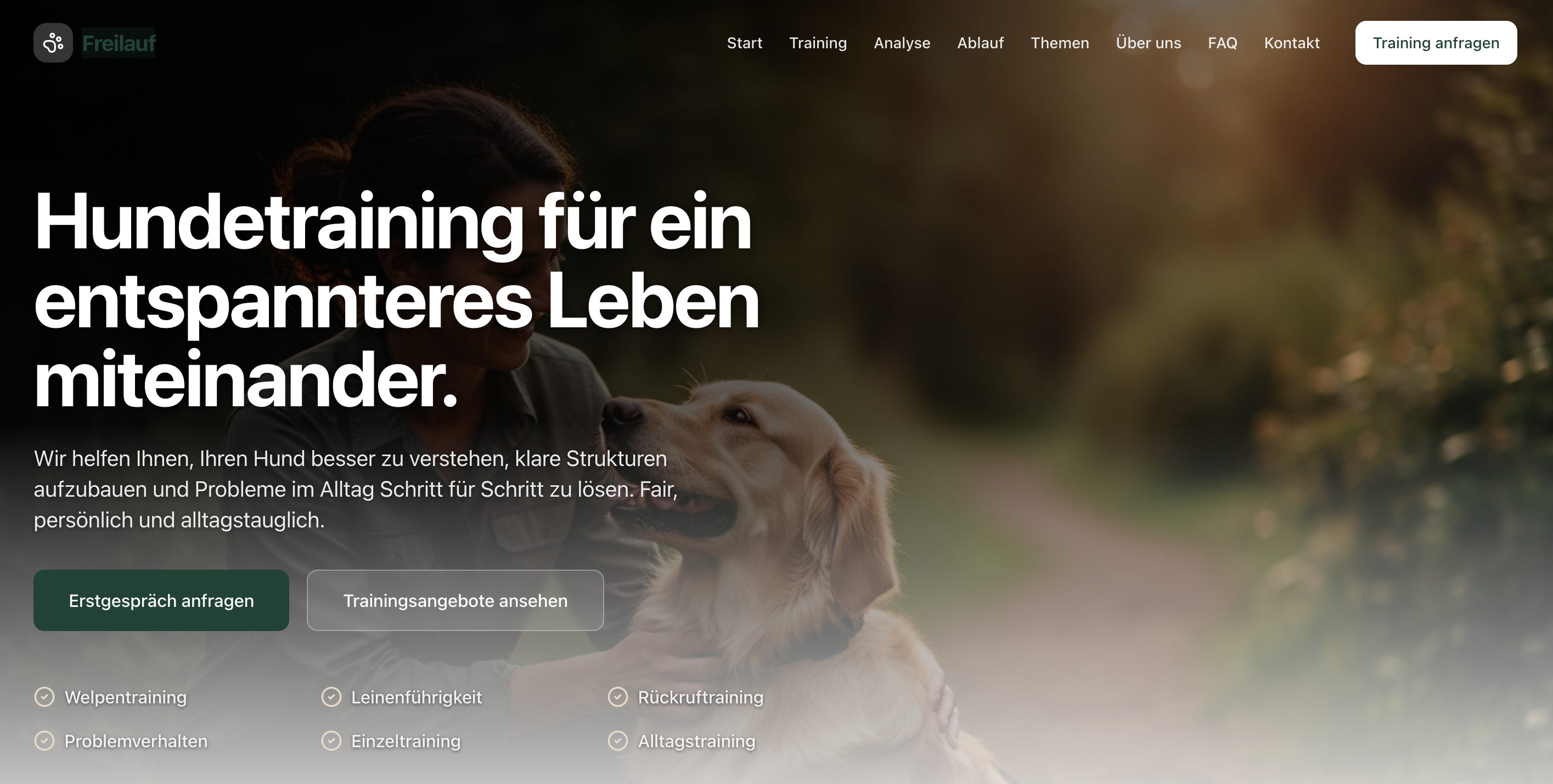 Freilauf Hundetraining