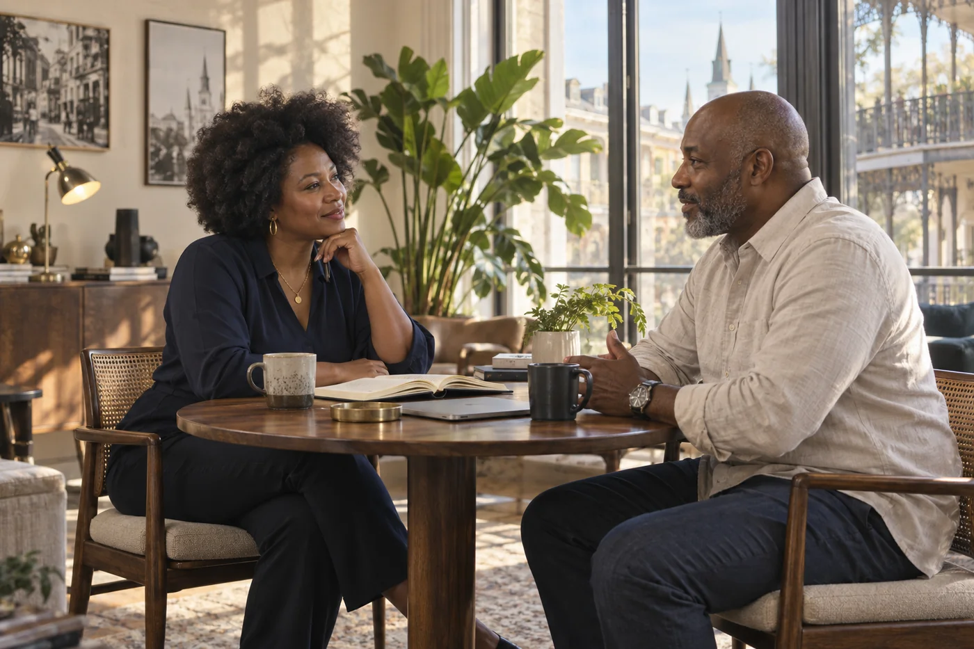 Client conversation at Silver Lining Productions