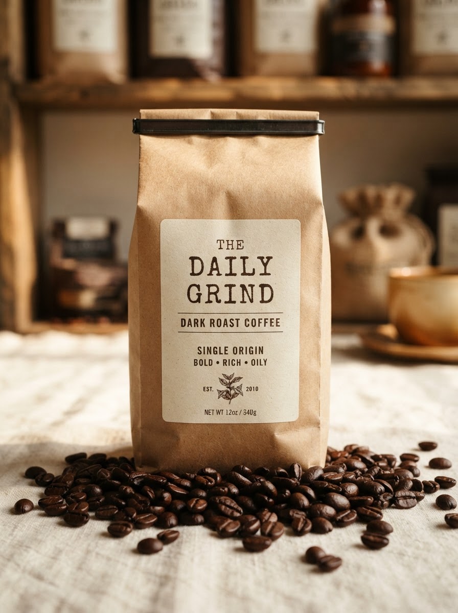 Indian Monsooned Malabar coffee in a kraft bag