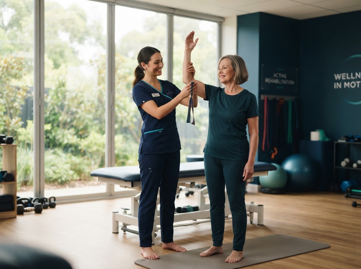A person moving confidently through everyday life with the support of virtual physical therapy
