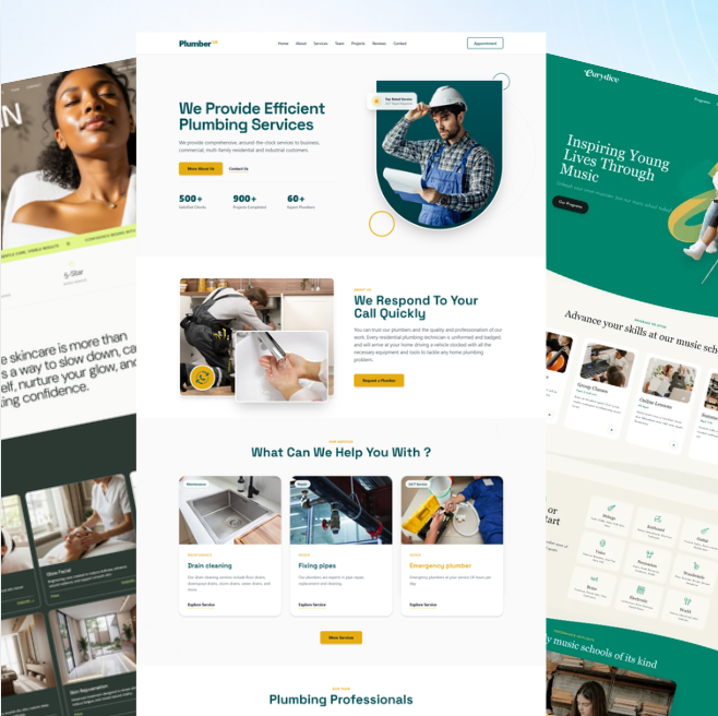 Modern website examples designed by ClickJet across various industries