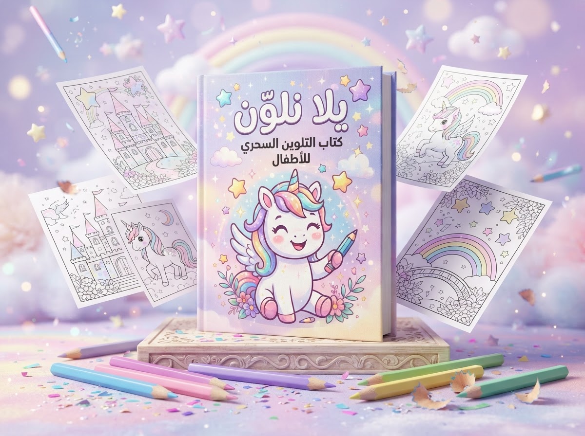 يلا نلوّن – 100 صفحة تلوين يونيكورن للأطفال