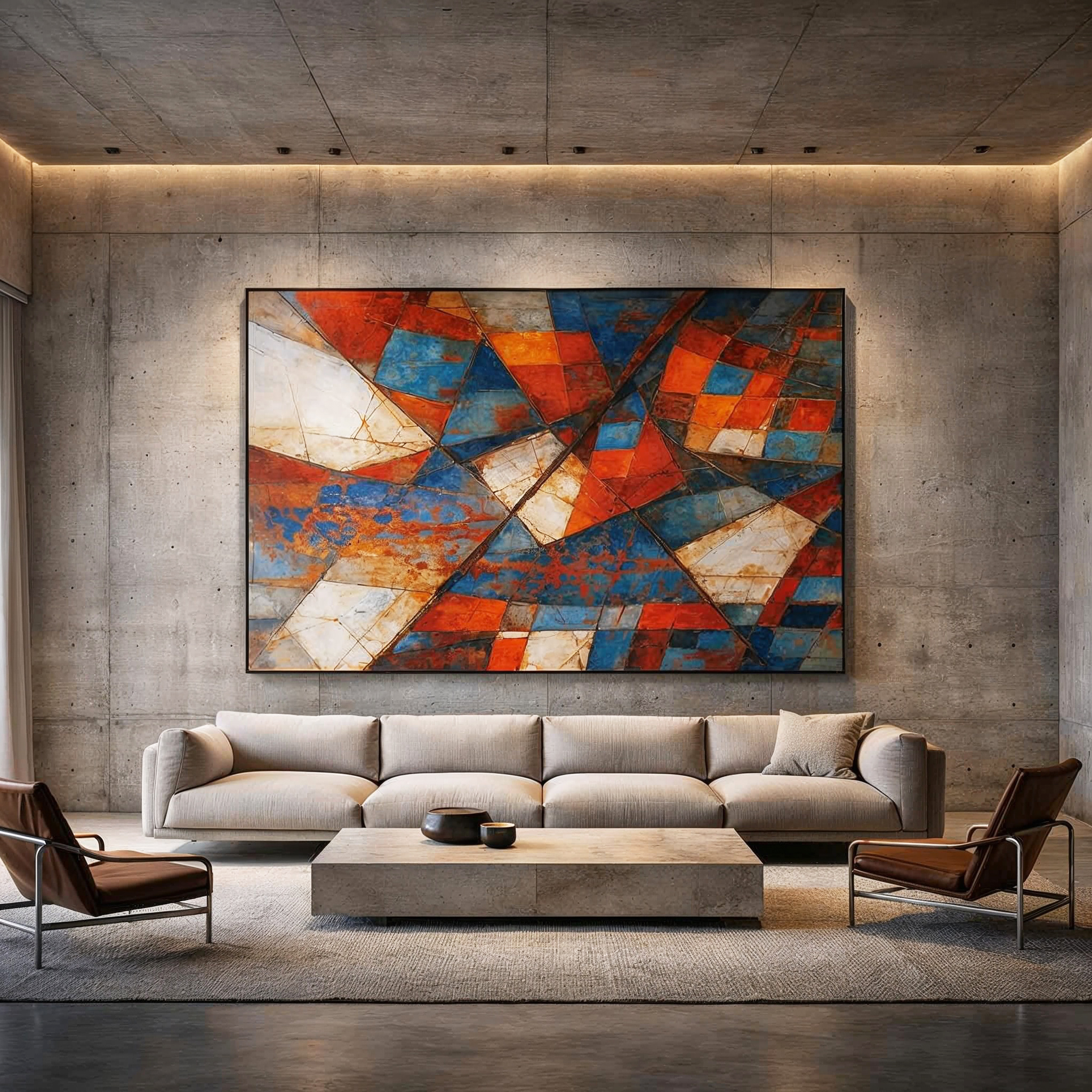 Obra de Pedro León instalada en un espacio residencial contemporáneo