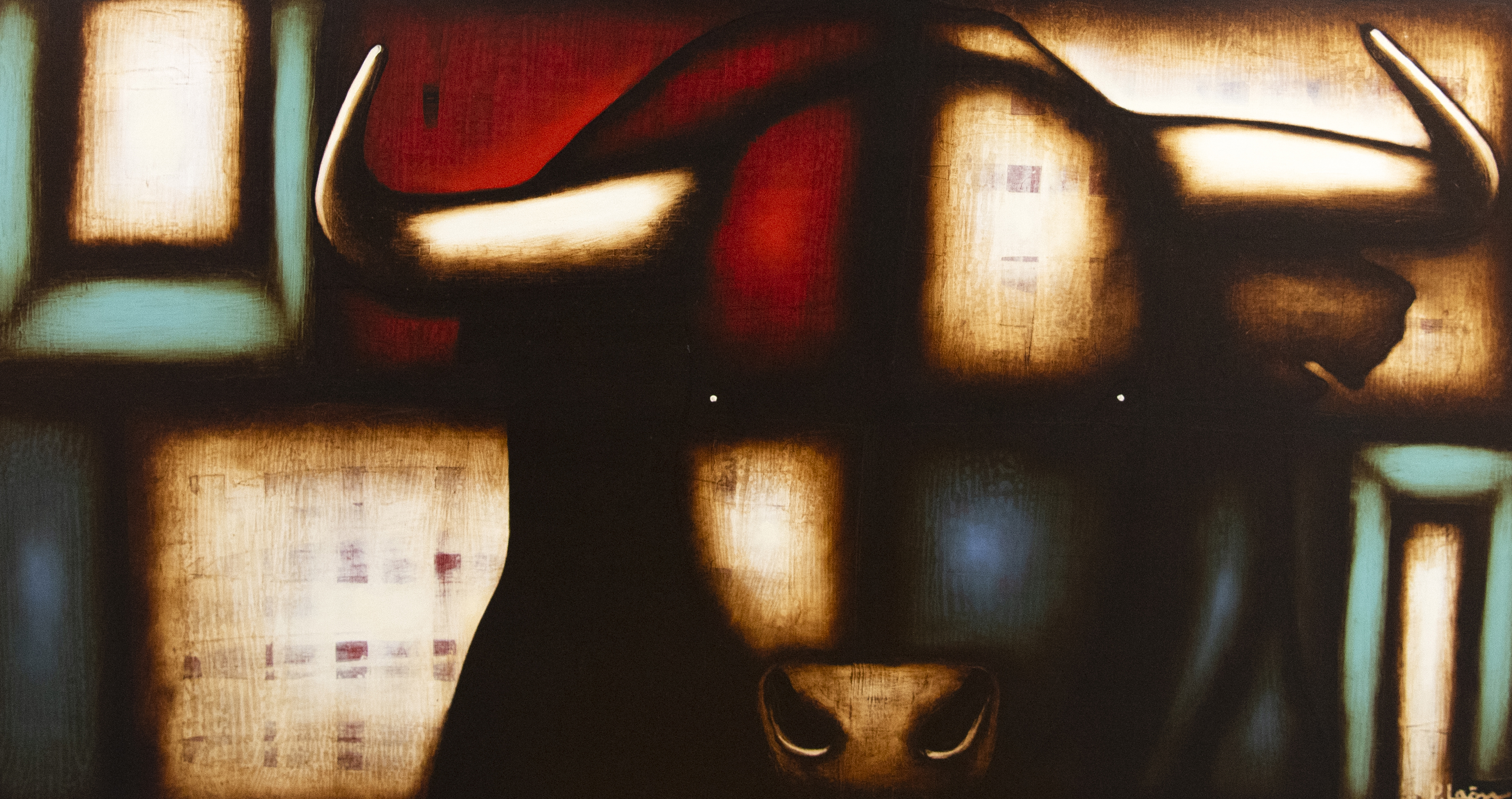 Toro Cubista — obra de Pedro León, Óleo