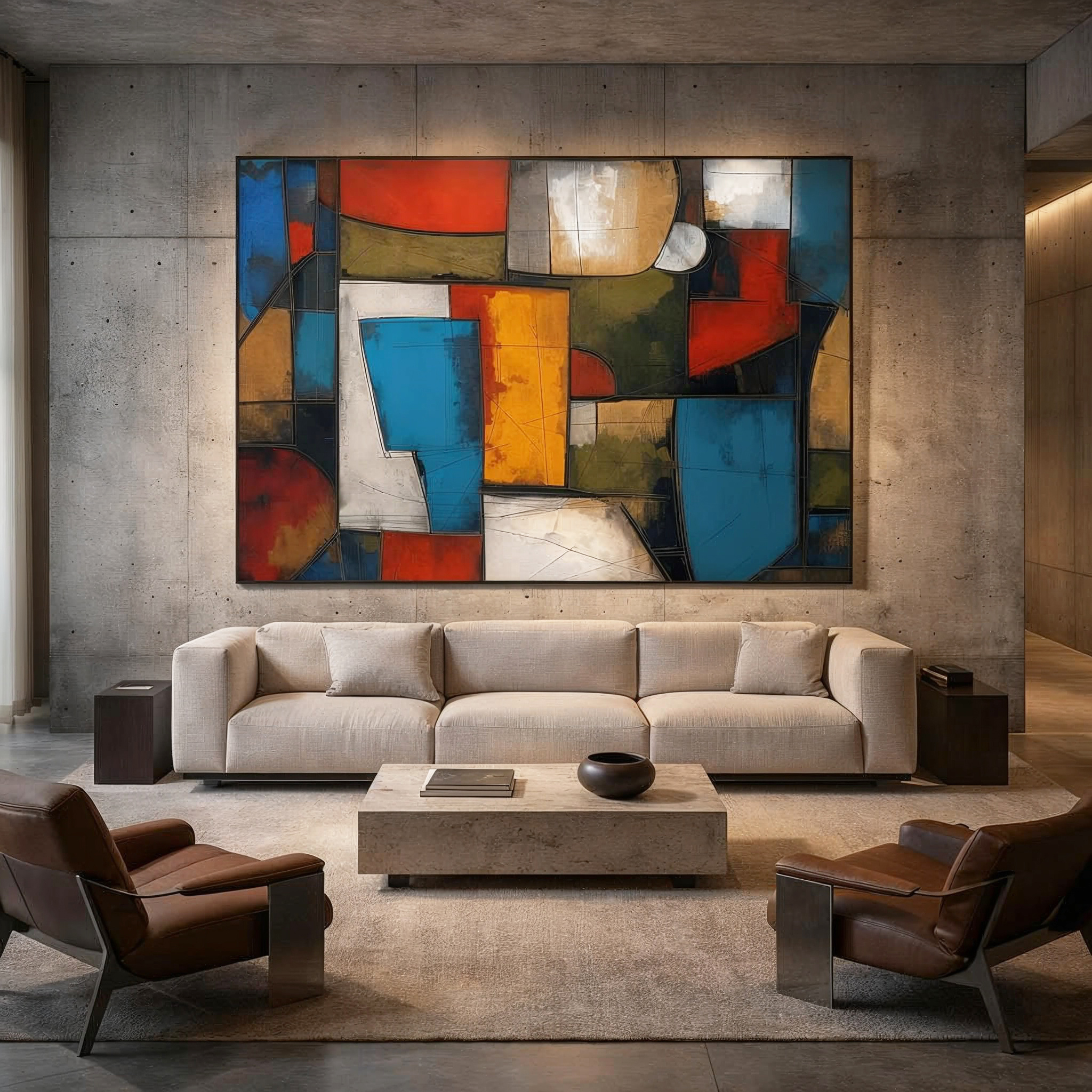 Ambientación de referencia: pared feature en lobby de hotel para obra de gran formato.