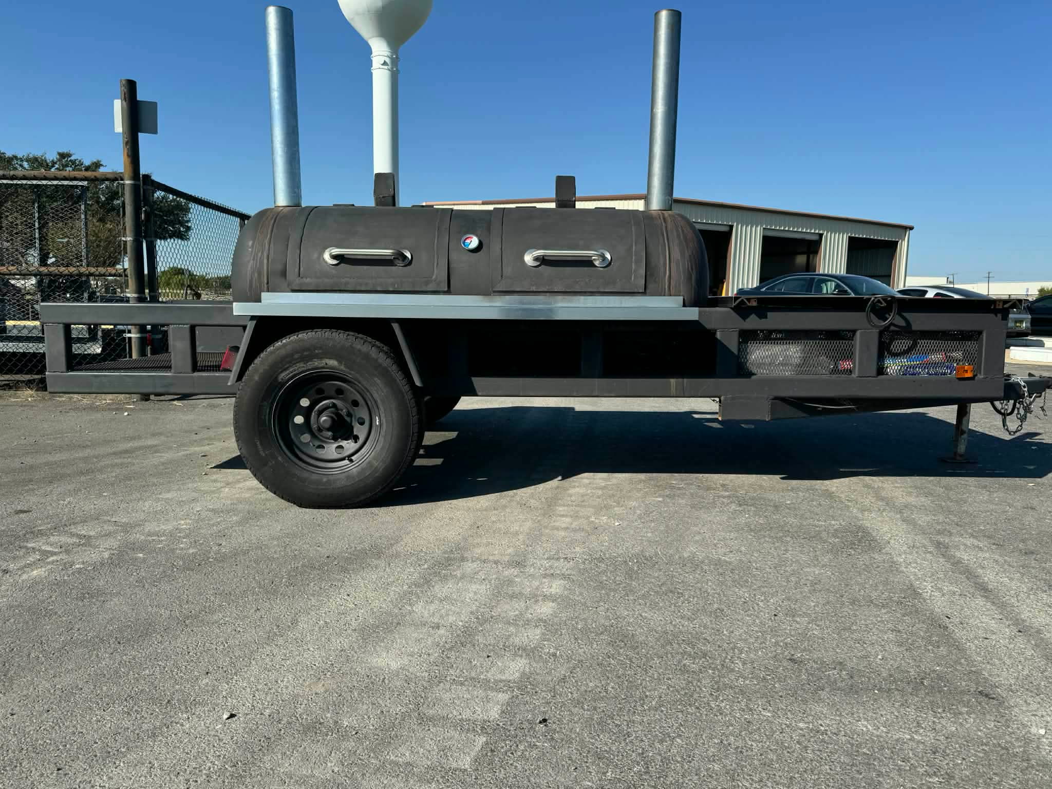 BBQ smoker trailer grill available for birthday parties at Heritage Equine Foundation
