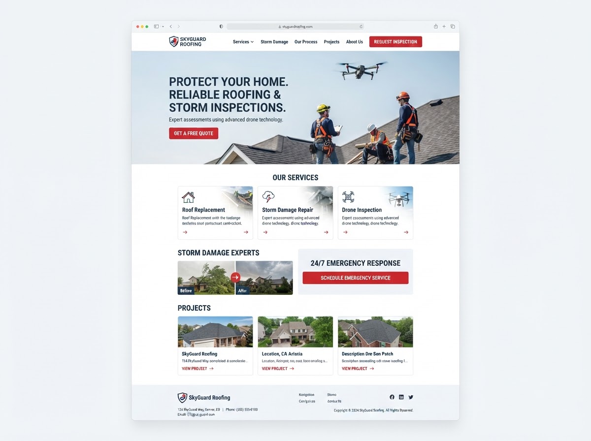 Roofing e Inspección de Techos — Diseño Web Profesional