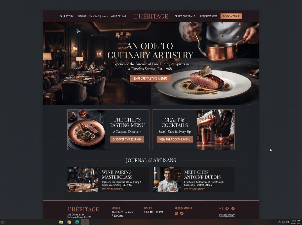 Restaurante, Café & Bar — Diseño Web Elegante