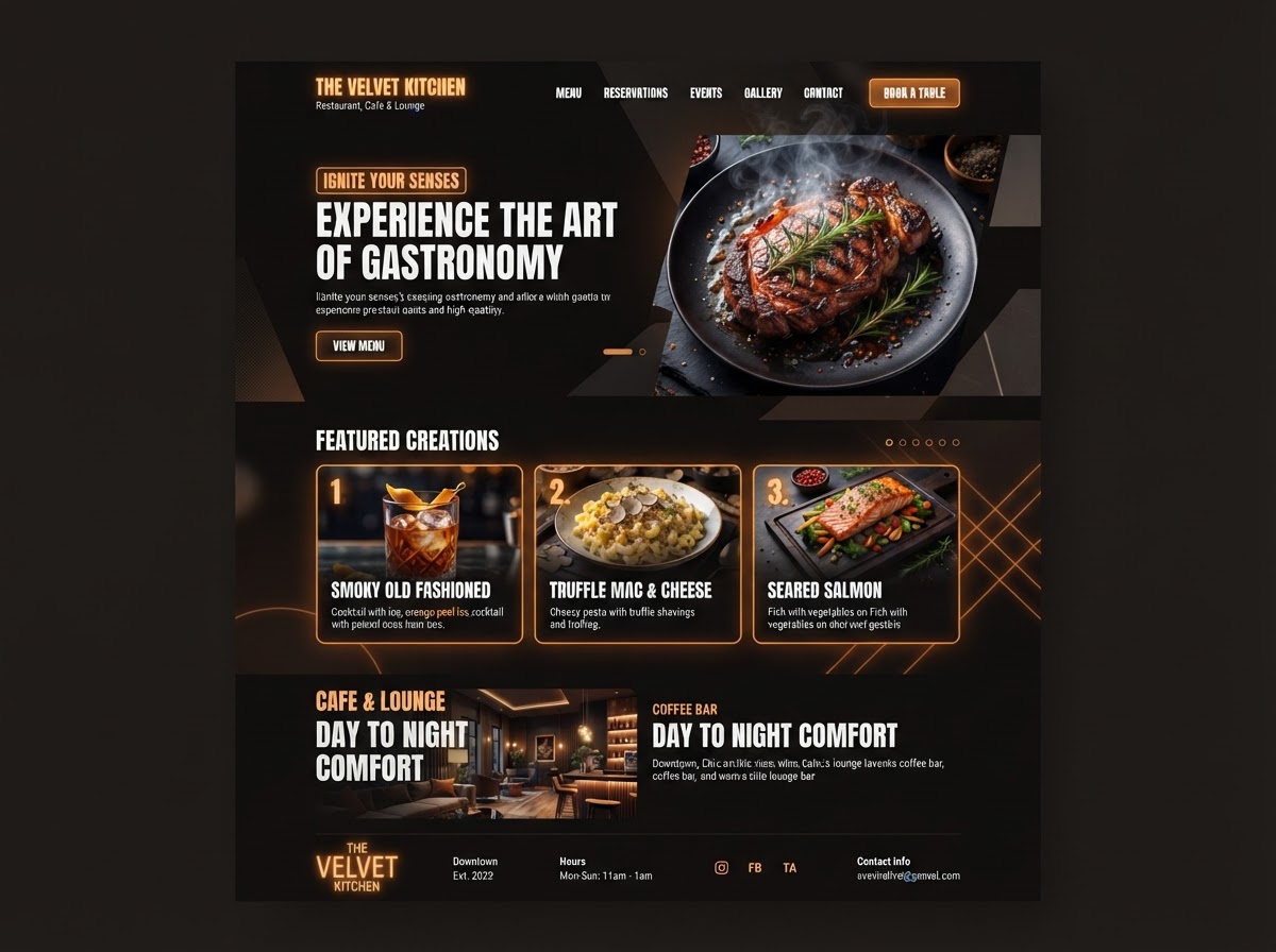 Restaurante, Café & Bar — Diseño Web Moderno