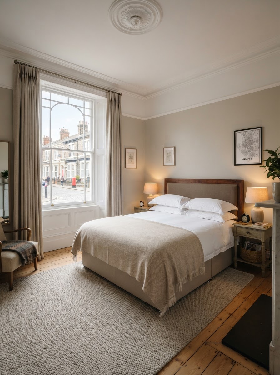Liverpool bedroom prepared for short-let guests
