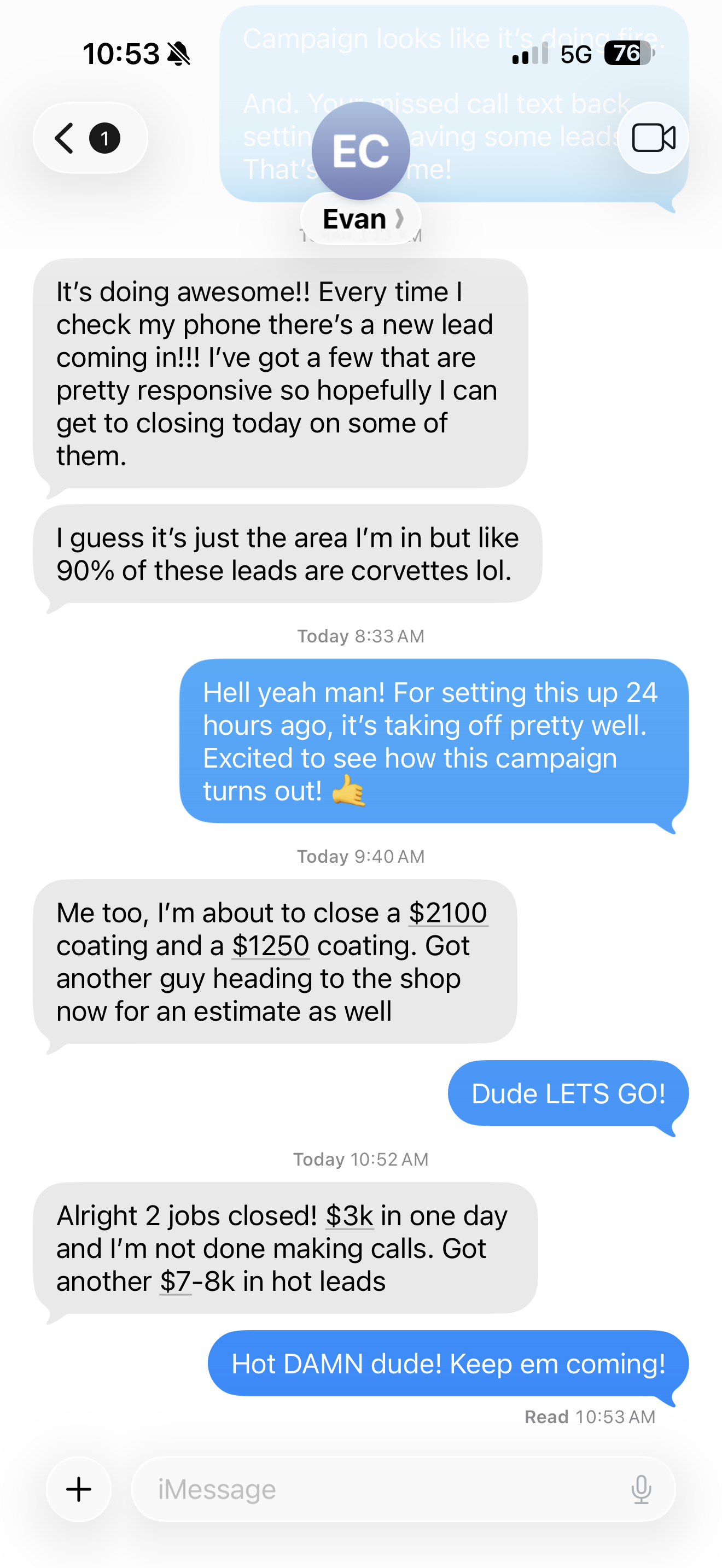 Evan C. • Lead Surge & Bookings
