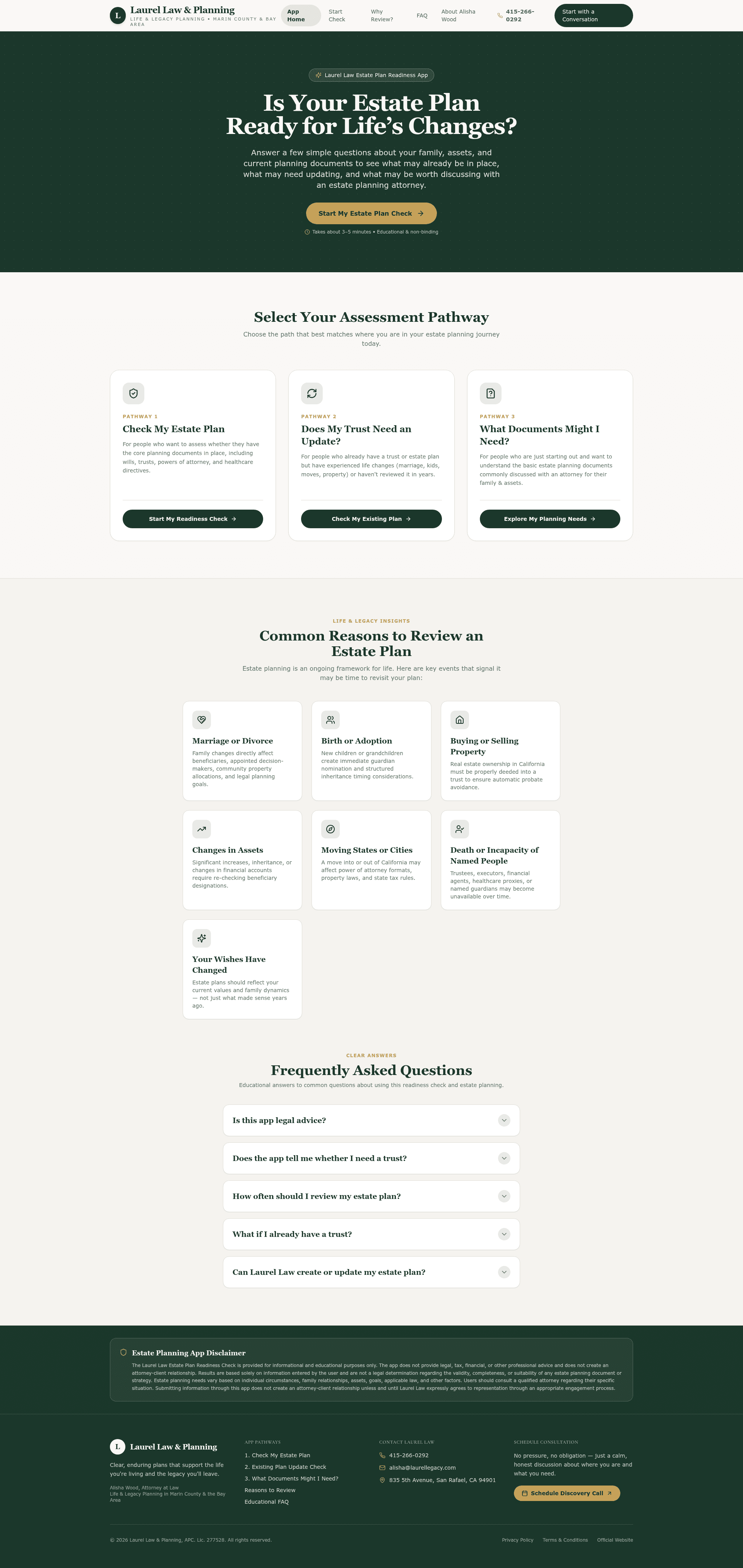 Laurel Law Planning Tool — Estate Planning interactive app preview