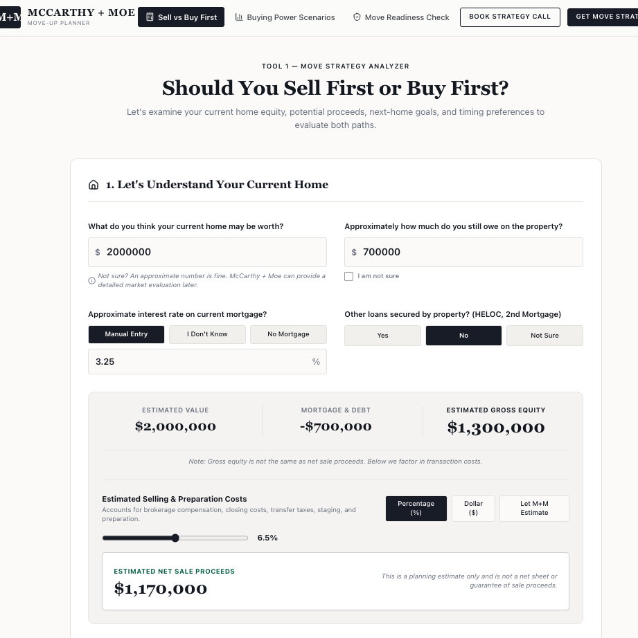 Move Strategy Analyzer — Real Estate interactive app screenshot