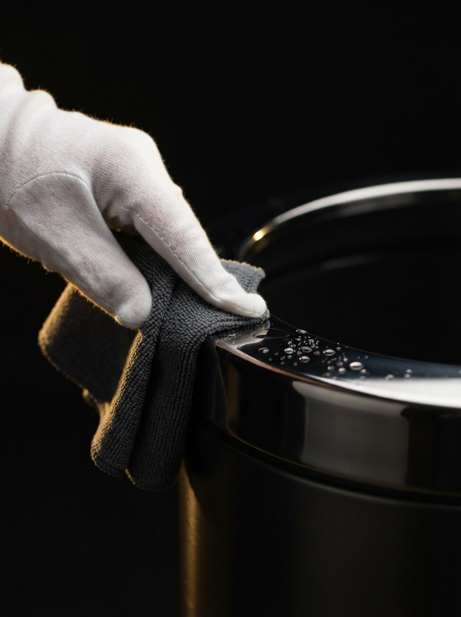 White-gloved detail-oriented bin cleaning