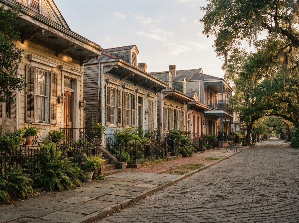 Colorful Creole cottages in the Marigny.