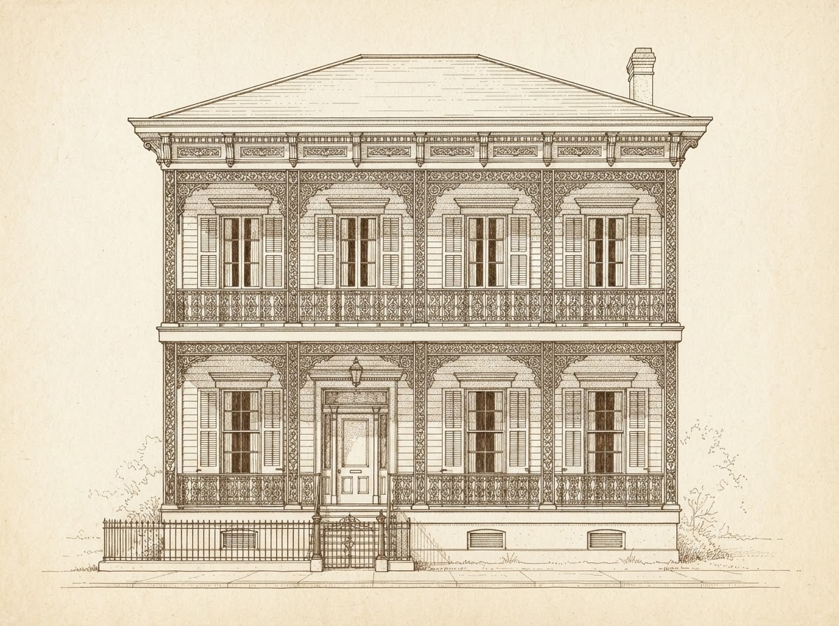 Italianate elevation drawing