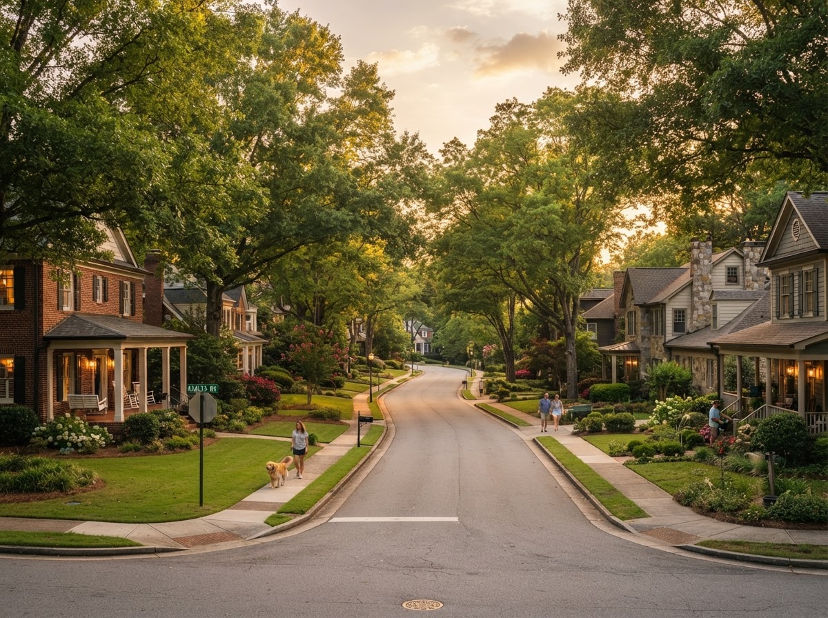 Tree-lined street in the Franklin Hills neighborhood