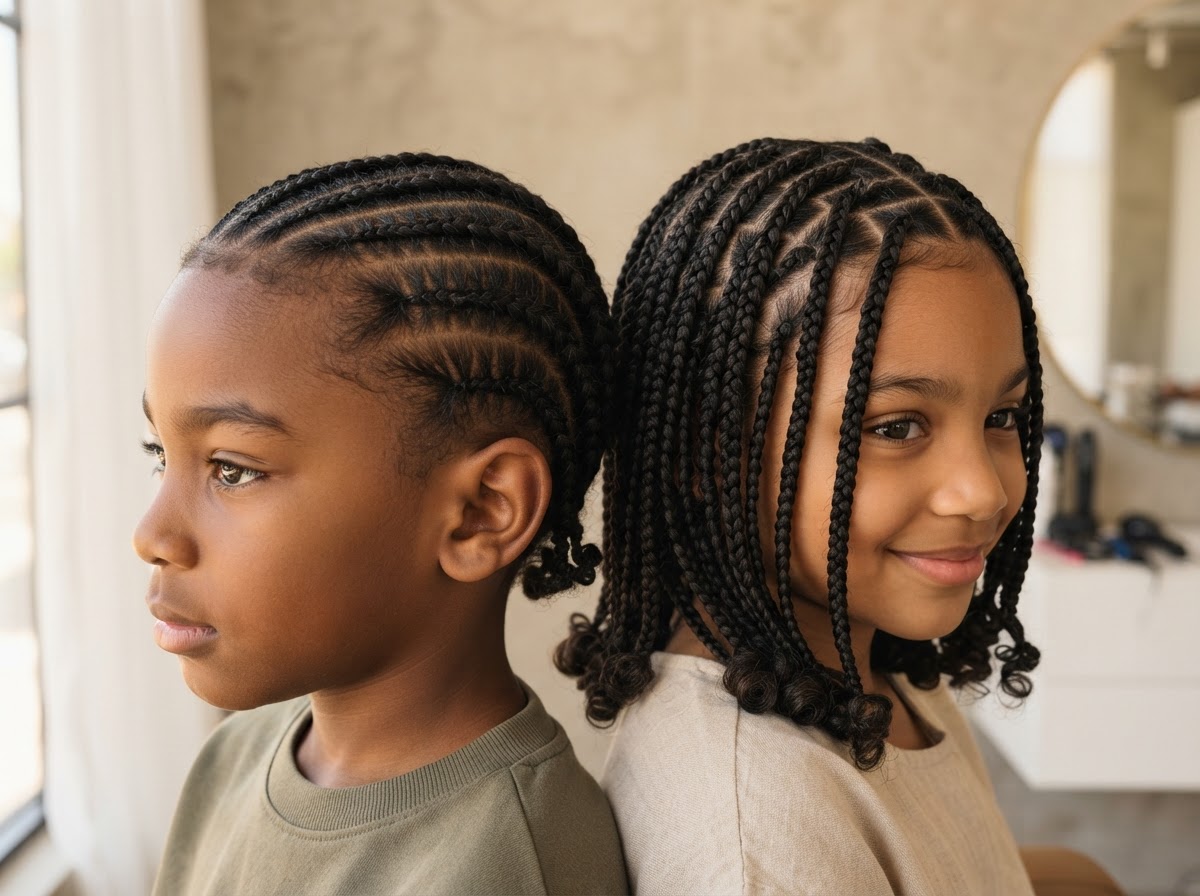 Kids' braiding services at Honey Bel Hair in Fort Worth, TX