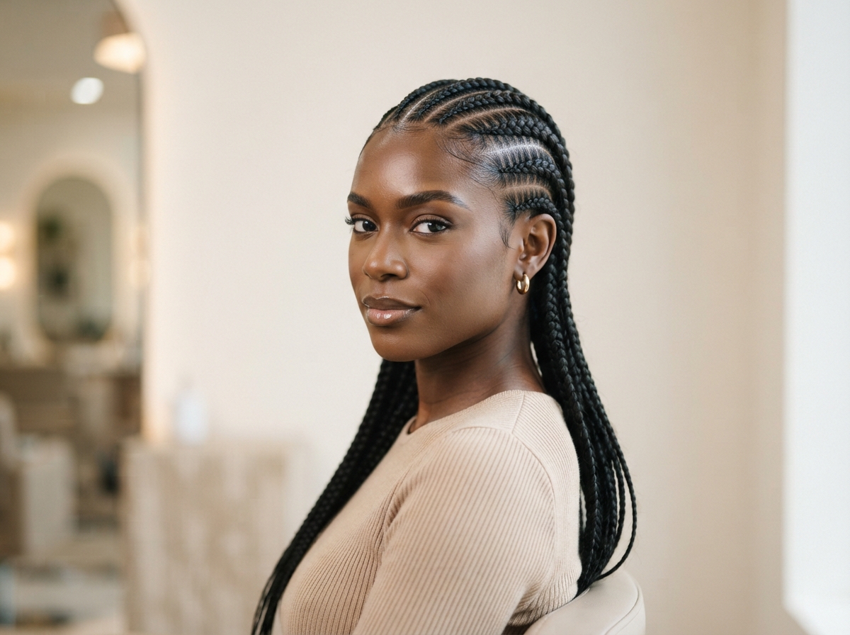 Cornrows braiding services at Honey Bel Hair in Fort Worth, TX