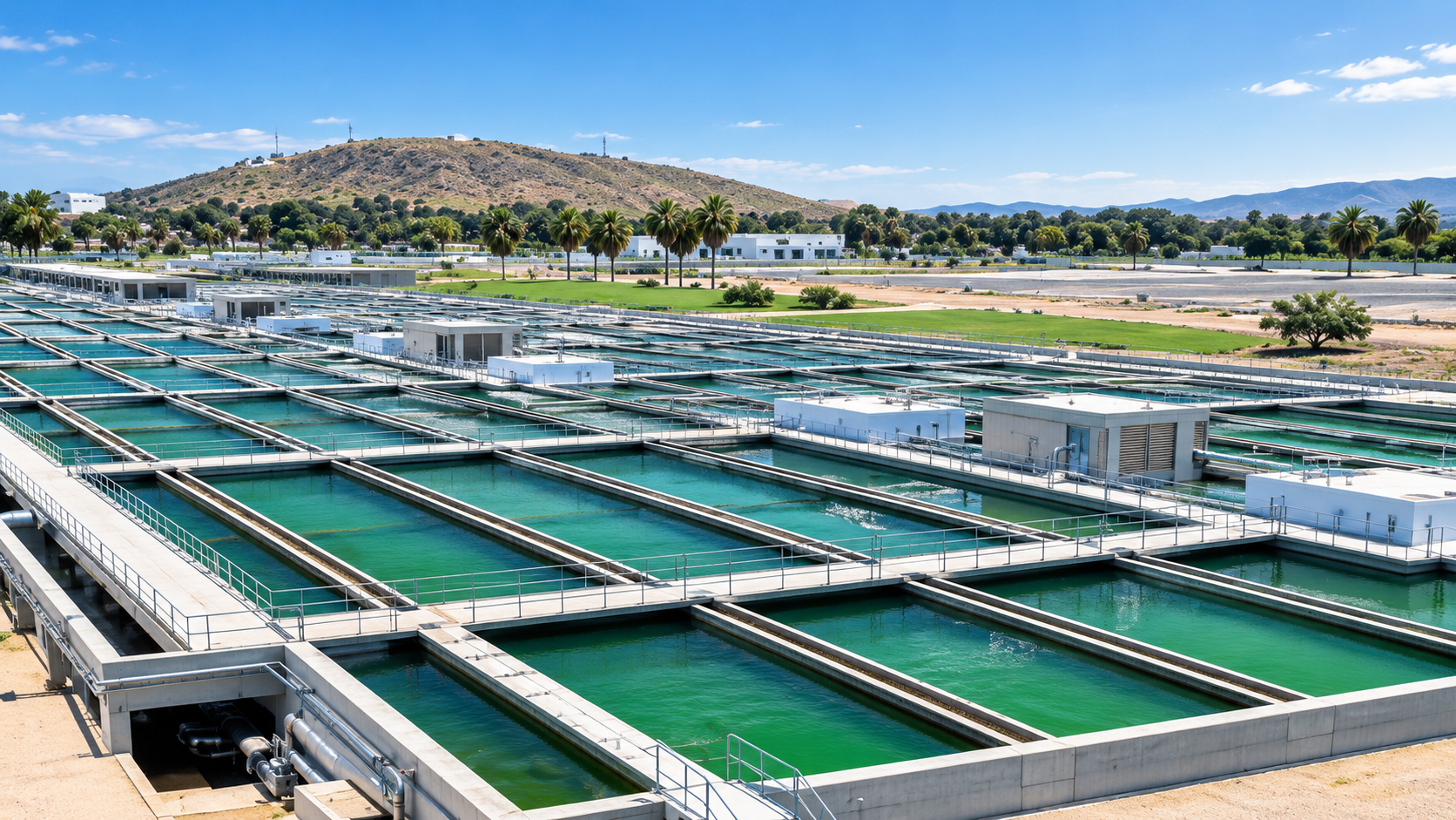 Planta de tratamiento de agua e infraestructura hidráulica