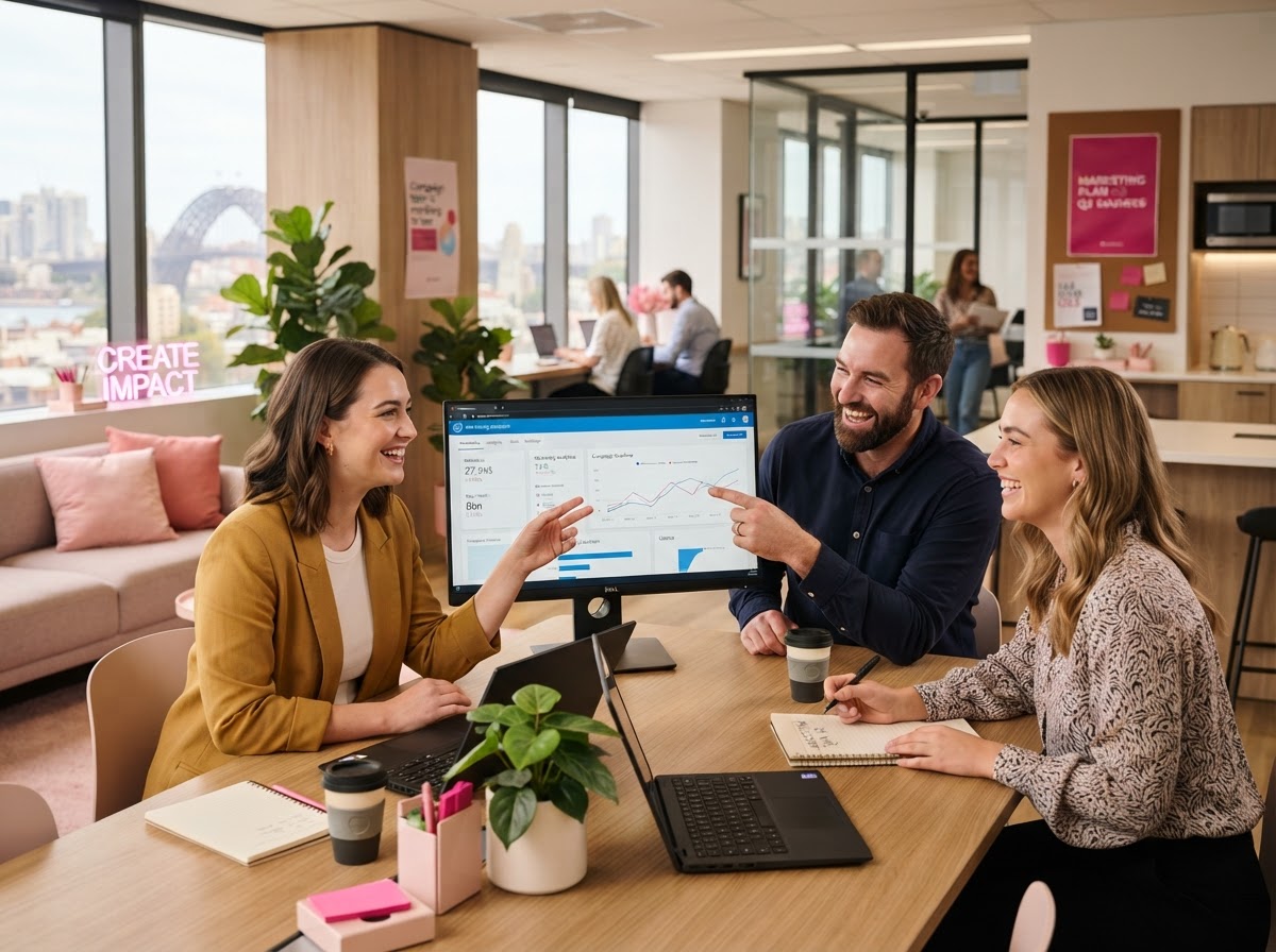 Monsta Media Australian-based marketing team in the office