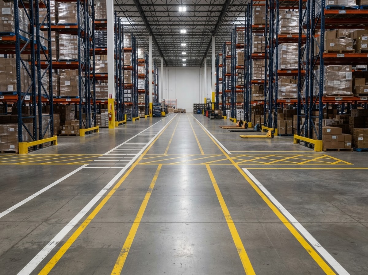 Factory & Warehouse Line Striping example 1 — accurate representation