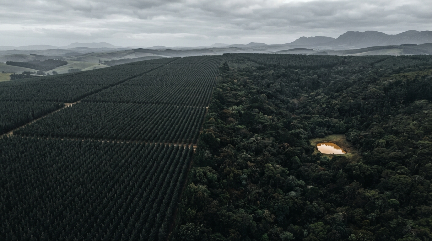 South African plantation boundary meeting indigenous forest