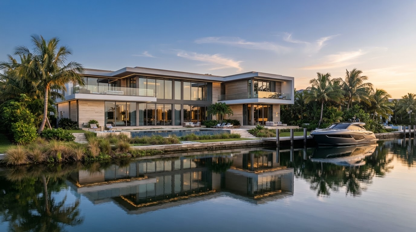 Modern South Florida waterfront residence representing strategic real estate advisory