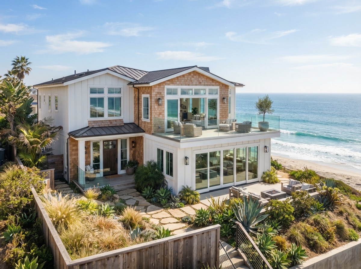 Coastal Southern California home with modern windows
